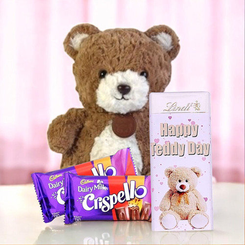 Charming Teddy Day Gift with Chocolates Charming Teddy Day Gift with Chocolates