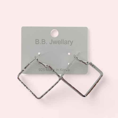 Trendy Geometrical Hoop Earrings-Silver