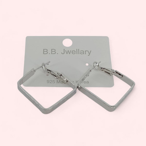 Trendy Geometrical Hoop Earrings-Silver