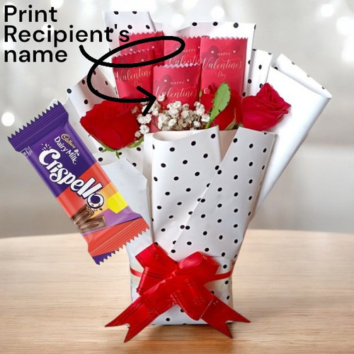 Customized Premium Chocolate with Rose Bouquet Customized Premium Chocolate with Rose Bouquet