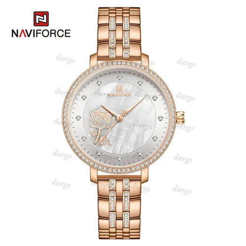 NaviForce Women's Rose Gold Strap Analog Watch-NF5017