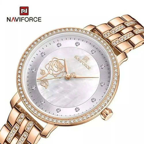 NaviForce Women's Rose Gold Strap Analog Watch-NF5017