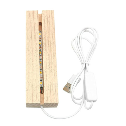 USB-Powered LED Wood Light Base for Night Lamps