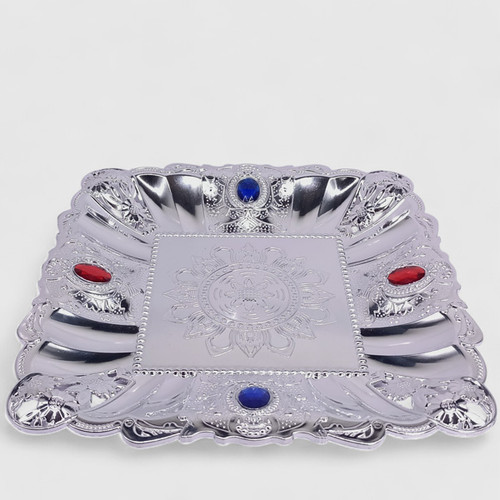 Beautiful Square-Shaped Silver-Coated Tray