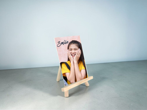 Personalized Silver Metal Sheet With Your Photo On Wooden Easel (8 In x 6 In)