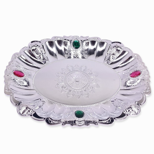 Elegant Silver-Coated Oval Tray
