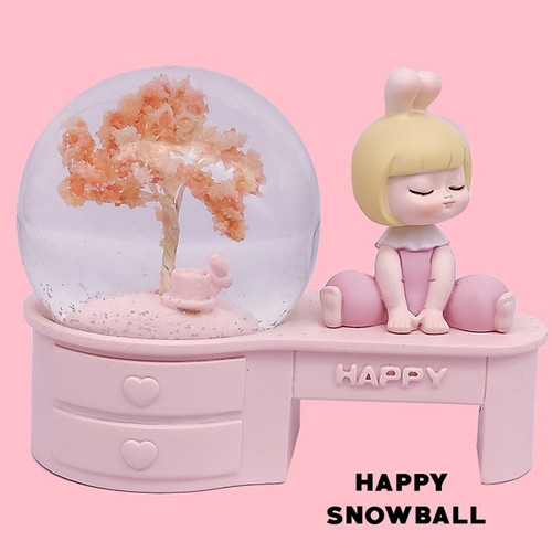 Happy Snow Ball Globe with Sitting Cute Girl Showpiece
