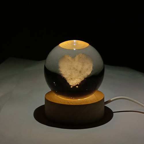 Snowy Heart LED Luminous Crystal Ball Lamp