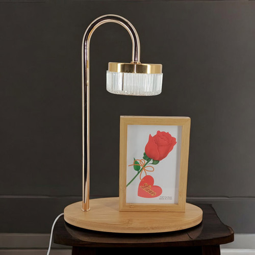 Stylish Photo Frame with Attached Metal Lamp
