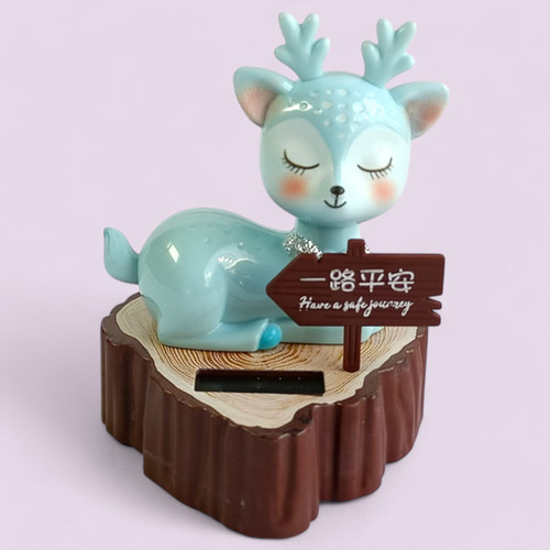 Automatic Solar-Powered Cartoon Deer Head Shaking Showpiece