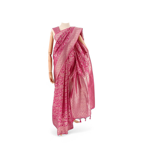 Pink Kanjivaram Banarasi Silk Saree with Zari Weave