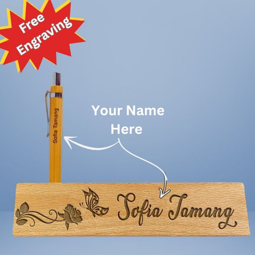 Personalized Wooden Pen & Box Set with Free Engraving of Recipient's Name