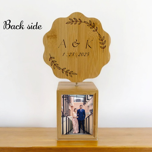 Personalized Floral Rotating Frame With Lamp