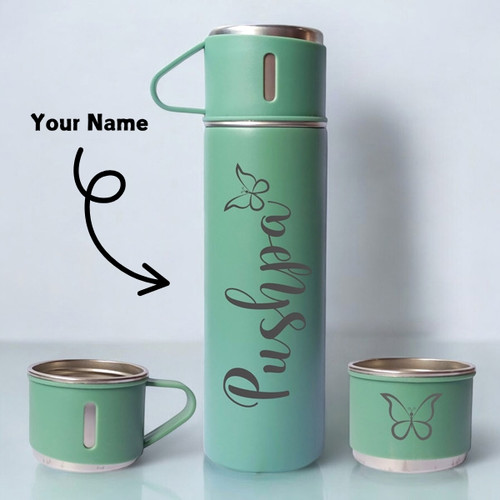 Green Essence: Custom Insulated Thermos & Mug Trio-500 Ml