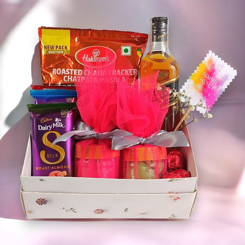 Holi Luxury Hamper with Black Label Whisky & Gourmet Treats Box