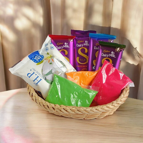 The Ultimate Sweet & Colorful Comfort Basket For Holi