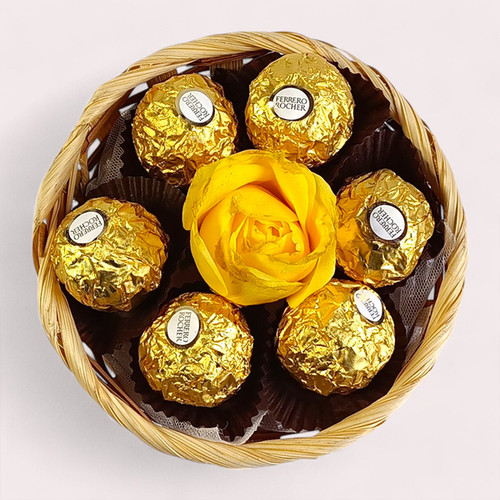 Yellow Rose & Ferrero Delight Basket