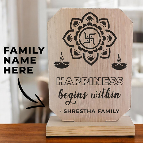 Personalized Wooden Photo Board with Floral Design & Family Name