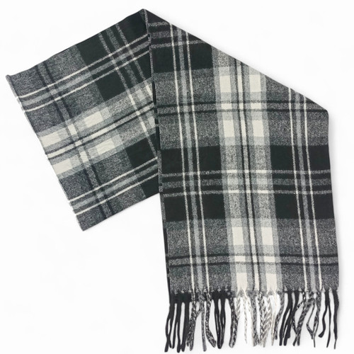 Classic Black & White Checkered Winter Scarf