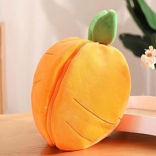 Carrot Rabbit Plush Toy with Zipper – Soft and Cute Cartoon Ornament