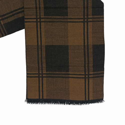 Men's Brown & Black Muffler with Tassels – Perfect for Winter