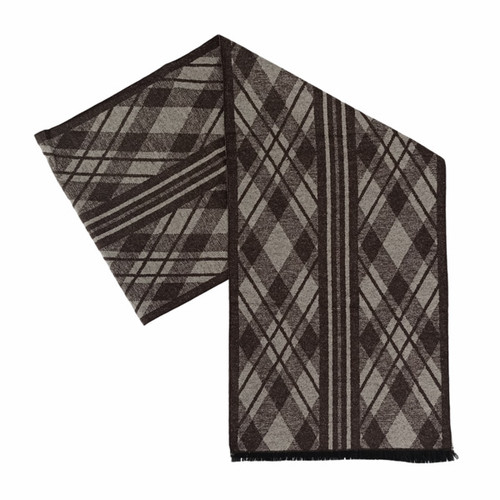 Men's Soft Classic Brown & White Muffler with Elegant Tassels