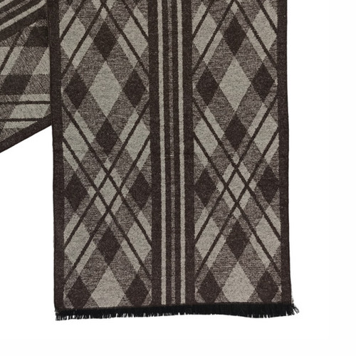 Men's Soft Classic Brown & White Muffler with Elegant Tassels