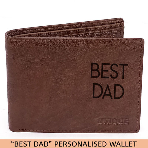 Unique Brown Personalized Leather Wallet For Dad