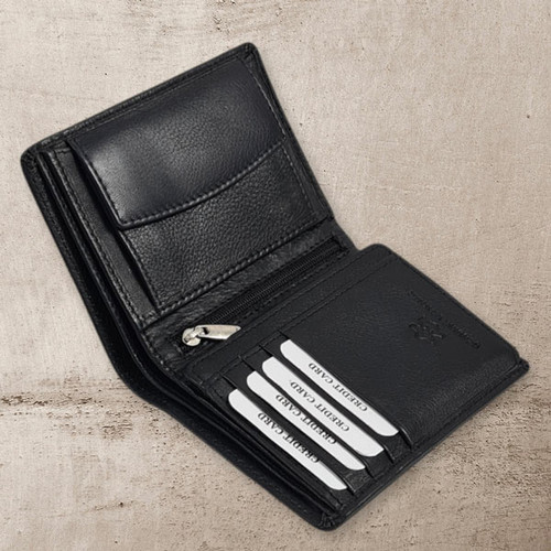 Woops Men's Leather Wallet (Bi-Fold) Black