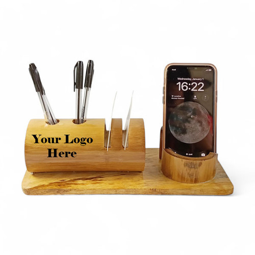 Extreme Plus Wooden Pen Holder with 5 Compartments and Mobile Stand