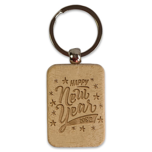 Unique Design Happy New Year 2082 Wooden Keyring