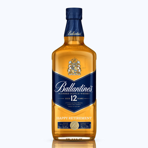 Happy Retirement engraved On Ballantine's 12yrs 750ML