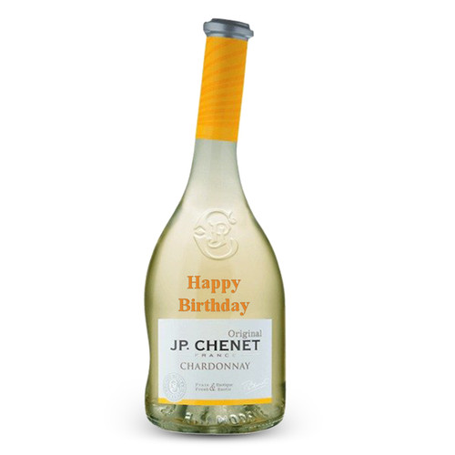 happy Birthday Engraved on JP. Chenet Chardonnay White Wine - 700ml