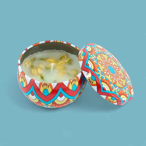 Floral Pattern Scented Candle in Tin