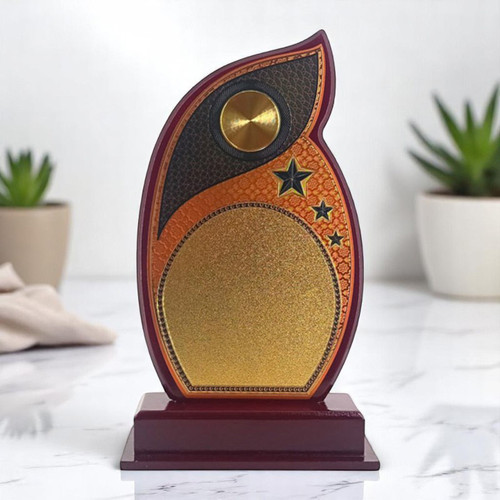 A Unique Tribute to Devotion: Golden Accents With Stars Engraved Wooden Token
