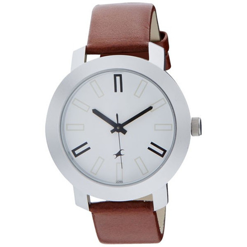 Fastrack Brass Case White Dial Analog Watch for Men (3120SL01)