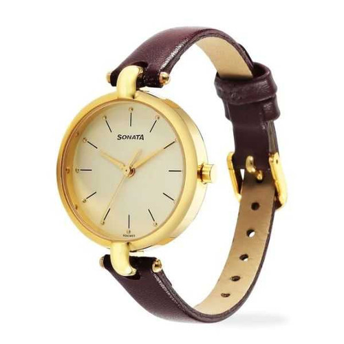 Sonata Gold Edit Champagne Dial Watch For Women Giftmandu