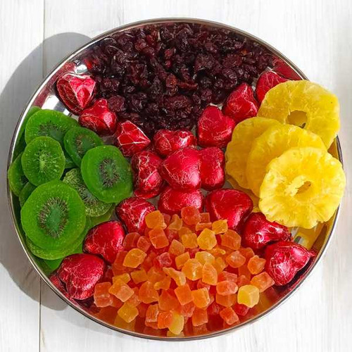 Dry Fruits with Gourmet Chocolates in a Stainless Steel Plate