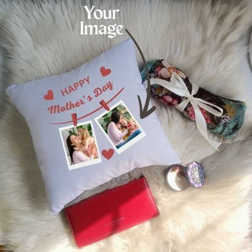 Stylish Mother's Day Gift Set with Custom Cushion