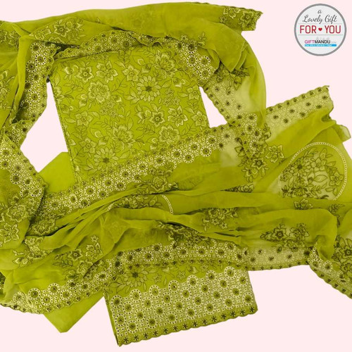 Light Green color Embroidered Kurtha Suruwal Piece Light Green color Embroidered Kurtha Suruwal Piece