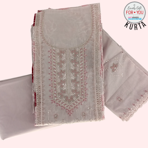 Pink Floral Design Cotton Kurtha Set