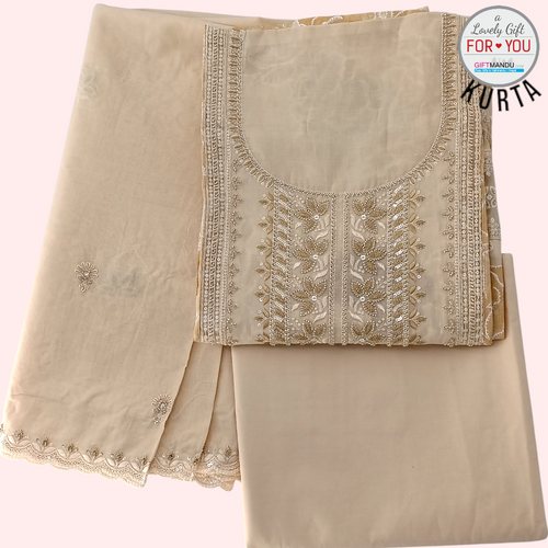 Pale Yellow Floral Design Cotton Kurtha Set