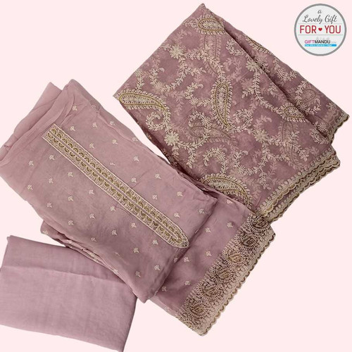 Soft Lavender: Unstitched Georgette Kurta Set for Elegance Soft Lavender: Unstitched Georgette Kurta Set for Elegance