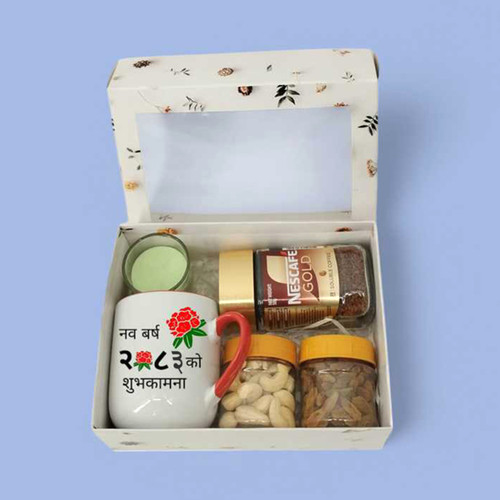 New Year Bliss: Nescafe Mug & Dry Nuts Jar Combo