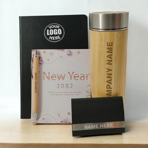 Sustainable Start: New Year Hamper with Bamboo Bottle & Wooden Keepsakes