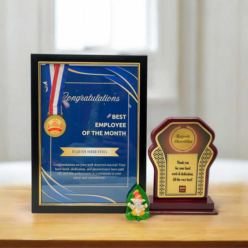 Appreciation Gift with Trophy , Medal & Ganesh Statue