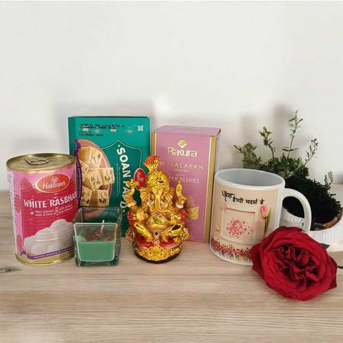 Healthy Snack & Ganesha Idol with Rose Elegance for Mom Healthy Snack & Ganesha Idol with Rose Elegance for Mom