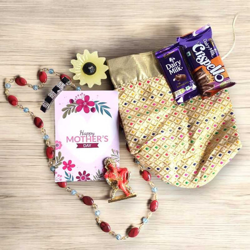 Spiritual & Sweet Mother’s Day Gift Set – Mala, Ganesh Idol & Chocolates