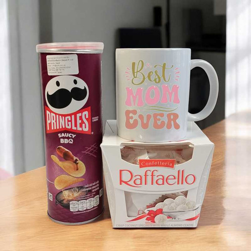 Best Mom Ever Ceramic Mug with Raffaello & Pringle