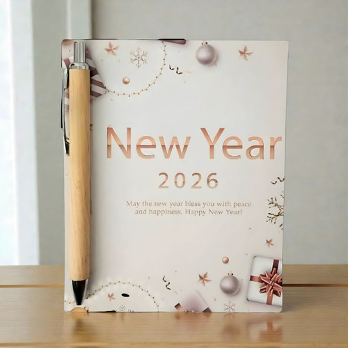New Year Personalised Wooden Pen Card